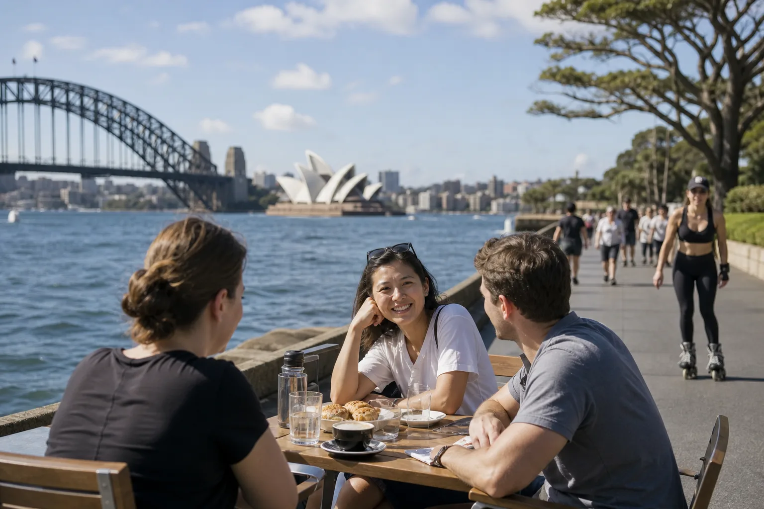 Sydney singles walking beside the harbour near Barangaroo