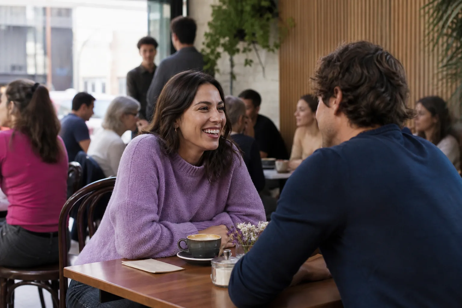 Sydney singles talking beside the harbour at Barangaroo Reserve
