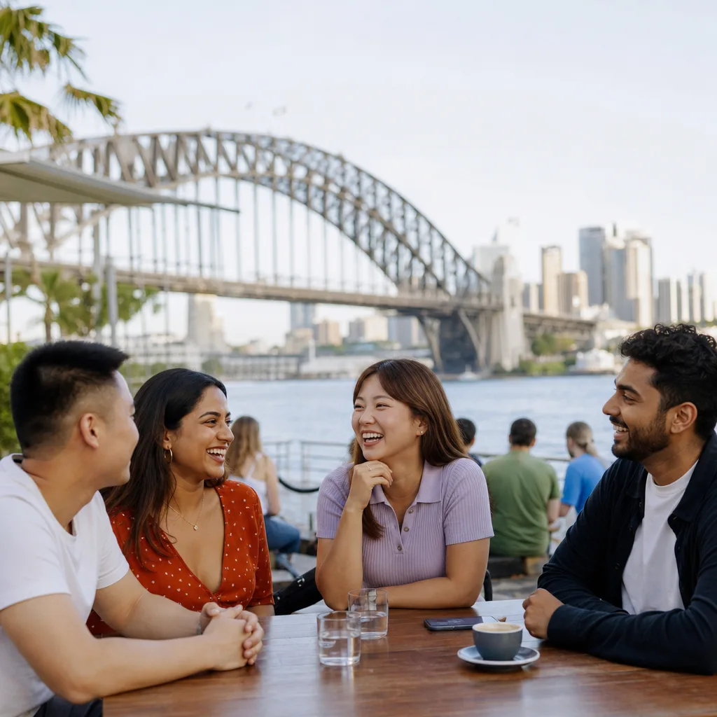 A multicultural couple having an open conversation during a walk in Sydney